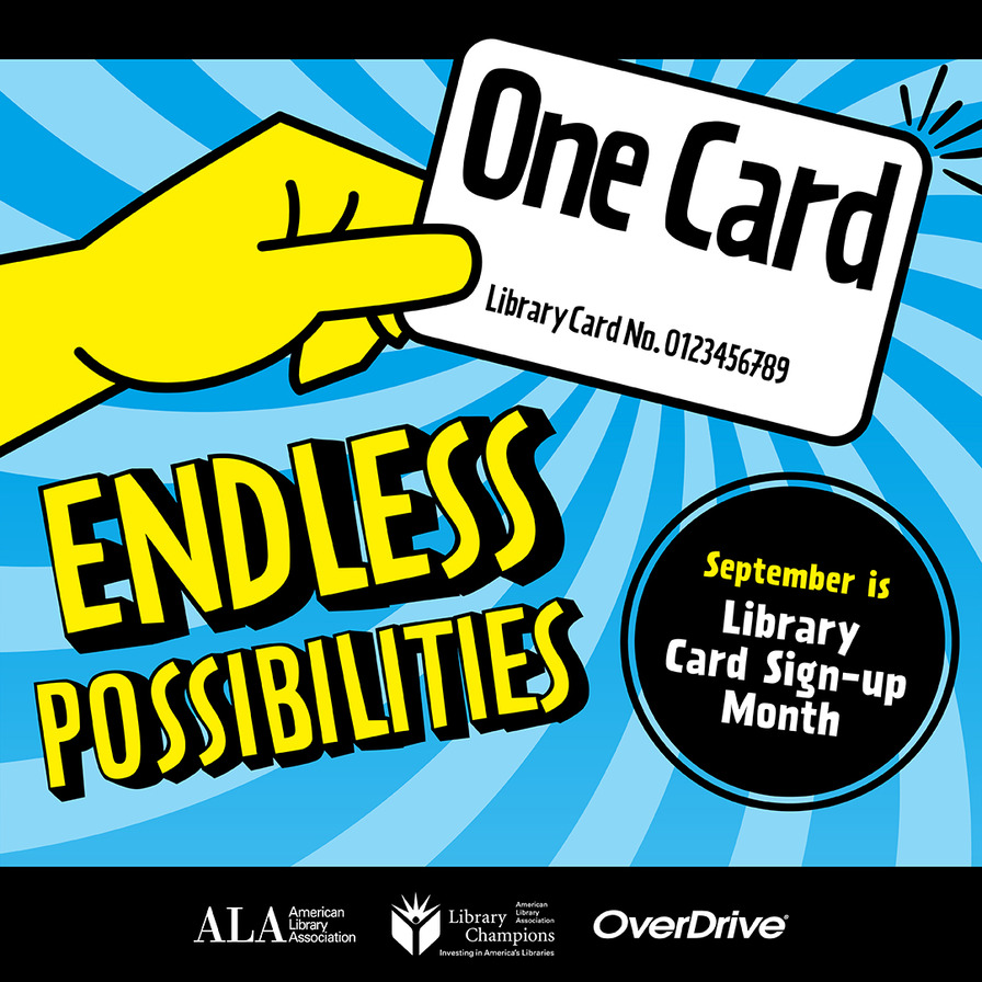 Library Card Sign-Up Month Logo