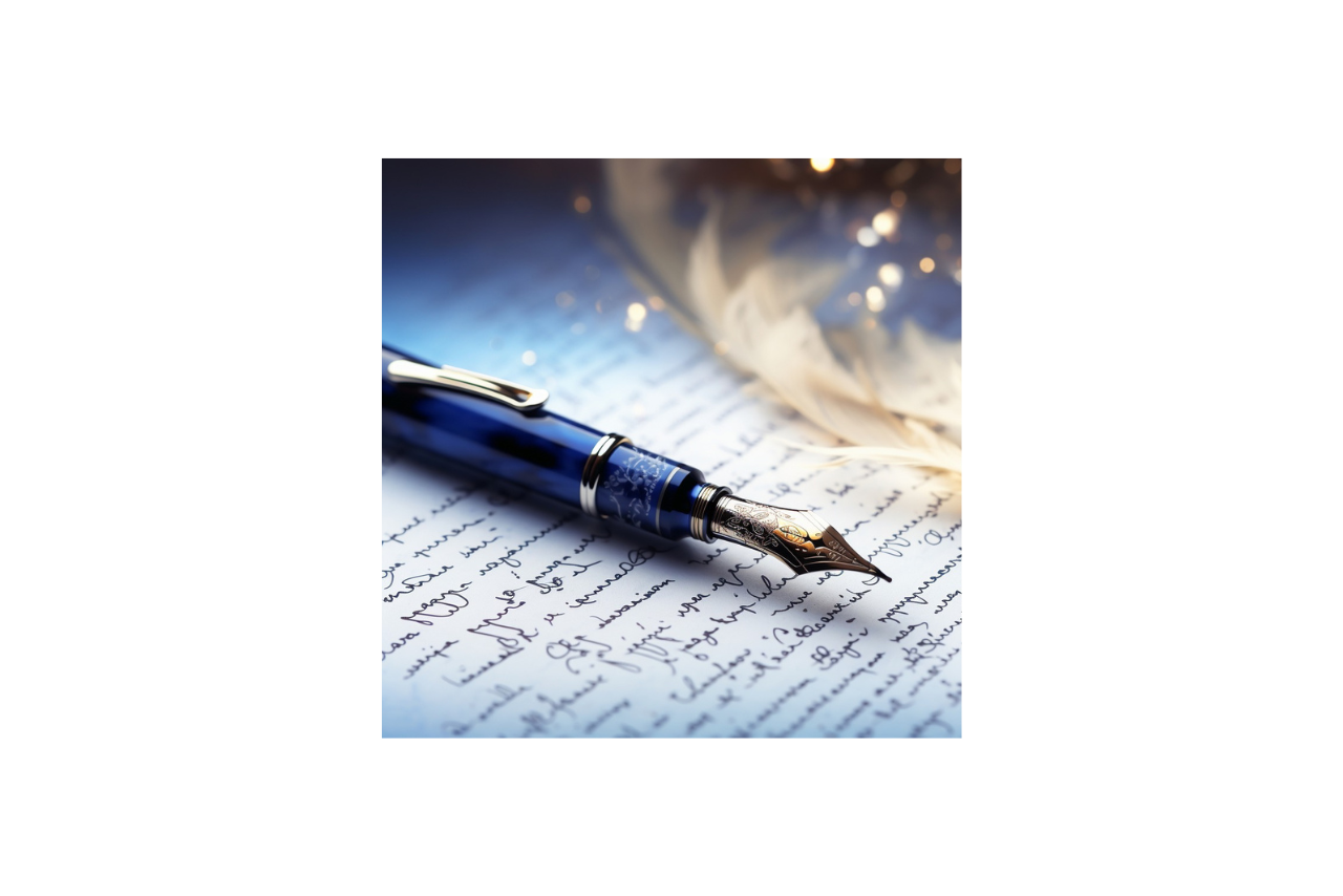 Old fashioned pen lying on a manuscript