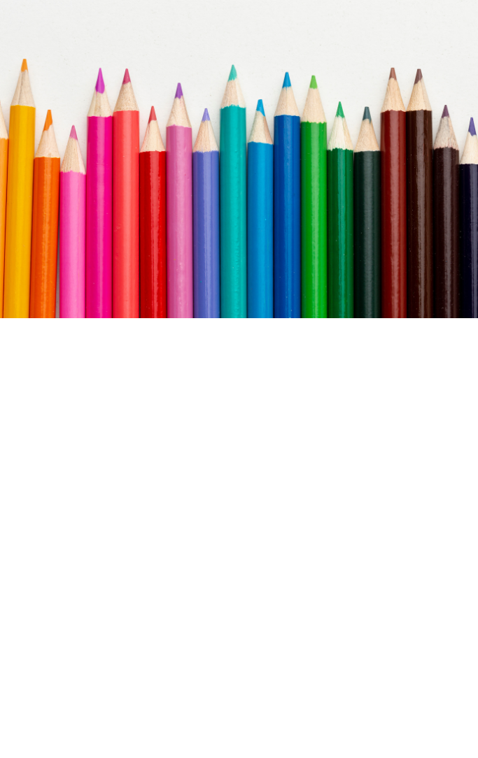 Line of different colored pencils